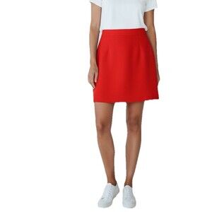 Kate Spade New York Skirt Wool Blend Women's Size 2 Red A-Line Lined Gold Zip Up